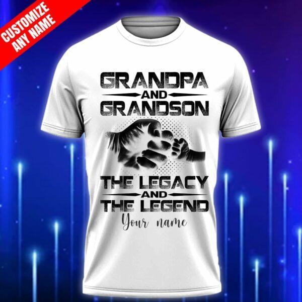A-Custom-Grandpa-T-Shirt-Grandpa-and-Grandson-The-Legend-and-The-Legacy-T-Shirt_White