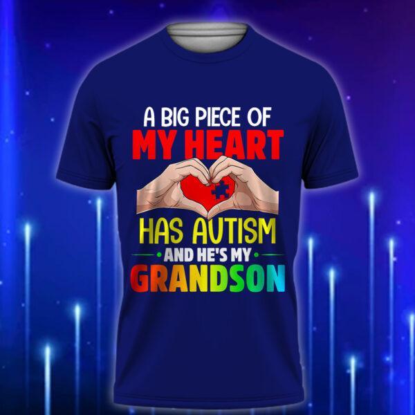 A_Big_Piece_Of_My_Heart_Has_Autism_and_He_s_My_Grandson_-_Heartfelt_Autism_Awareness_T-Shirt_2025_Navy