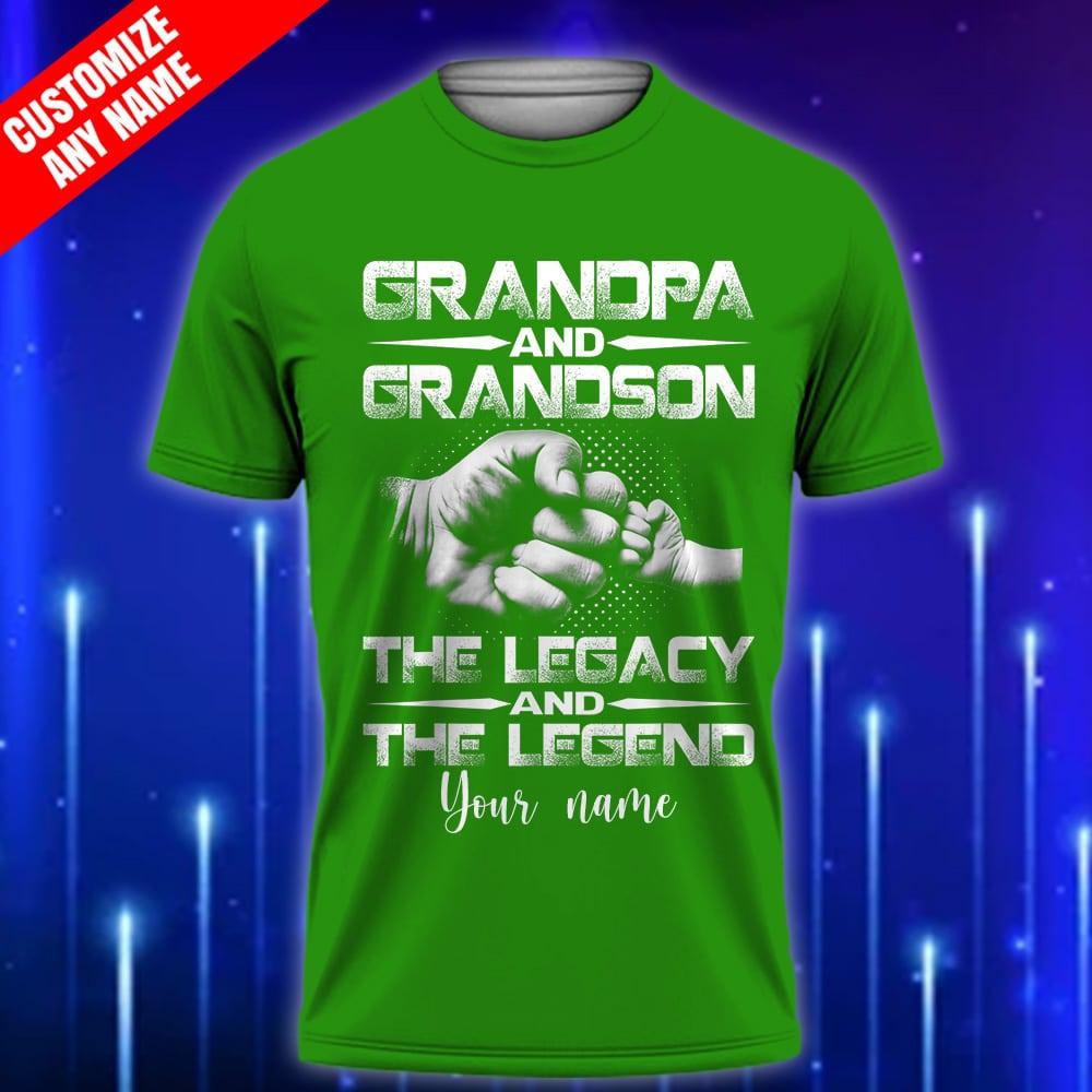 A-Custom-Grandpa-T-Shirt-Grandpa-and-Grandson-The-Legend-and-The-Legacy-T-Shirt_Green