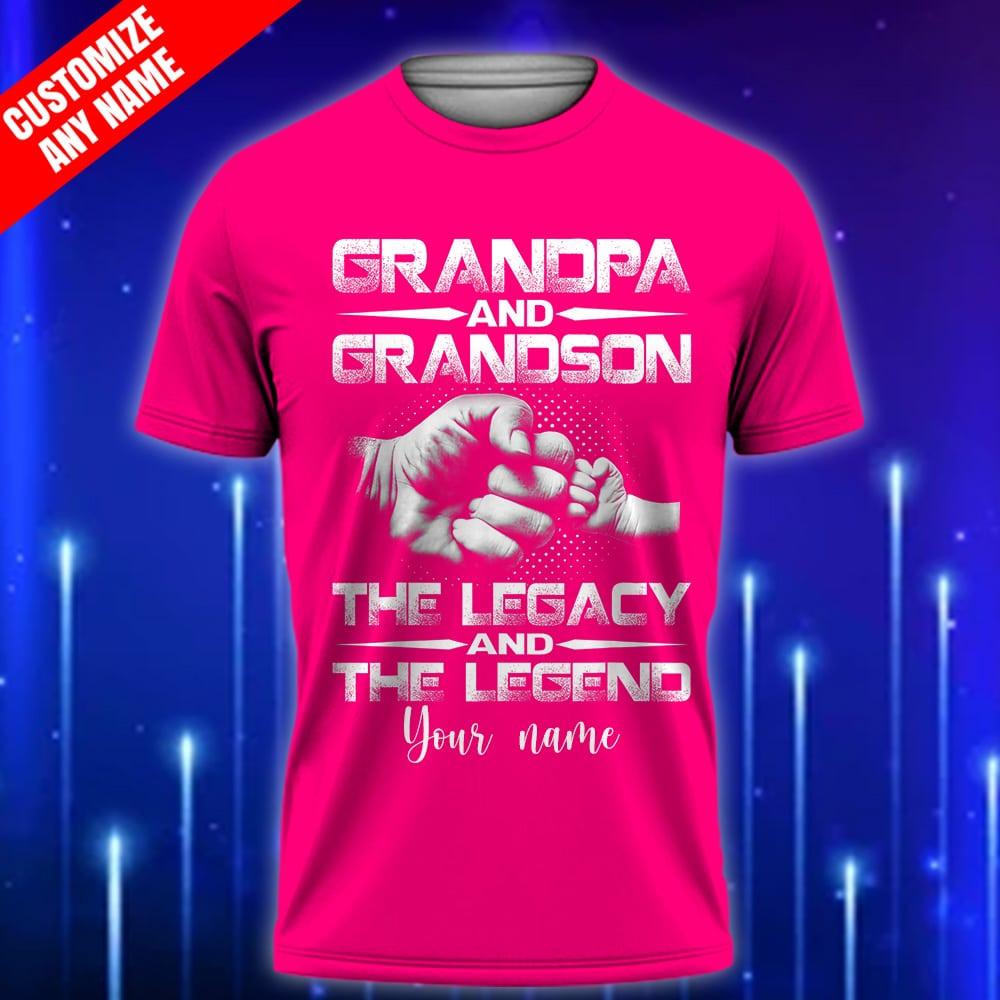 A-Custom-Grandpa-T-Shirt-Grandpa-and-Grandson-The-Legend-and-The-Legacy-T-Shirt_Pink