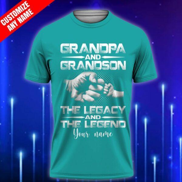 A-Custom-Grandpa-T-Shirt-Grandpa-and-Grandson-The-Legend-and-The-Legacy-T-Shirt_Teal