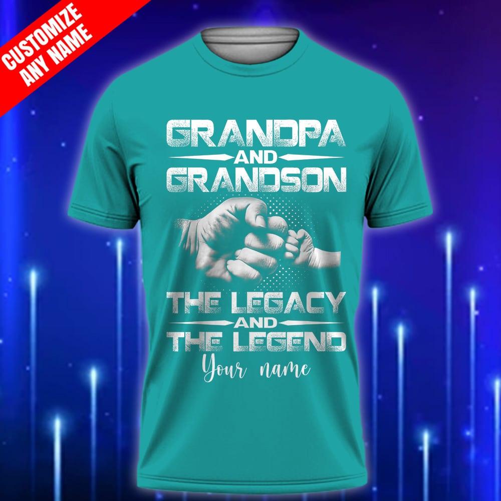 A-Custom-Grandpa-T-Shirt-Grandpa-and-Grandson-The-Legend-and-The-Legacy-T-Shirt_Teal