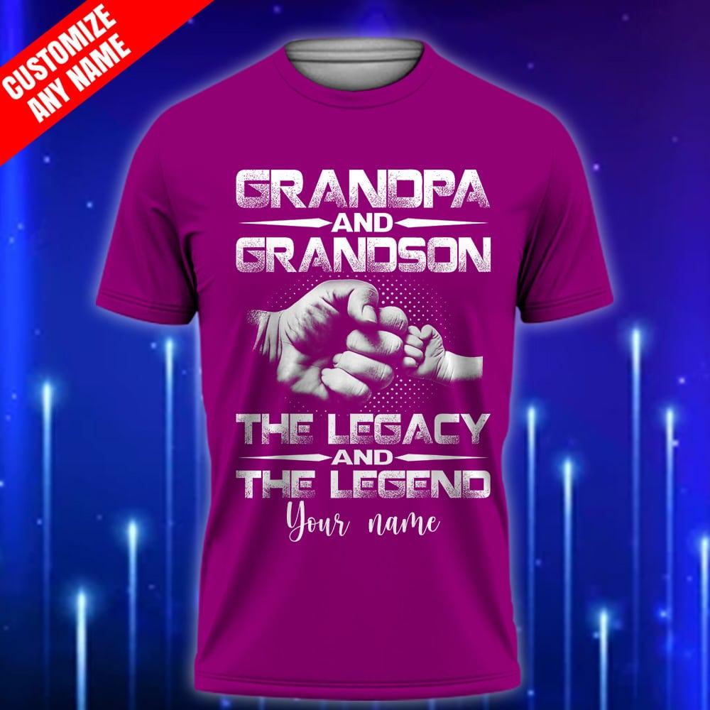 A-Custom-Grandpa-T-Shirt-Grandpa-and-Grandson-The-Legend-and-The-Legacy-T-Shirt_Violet