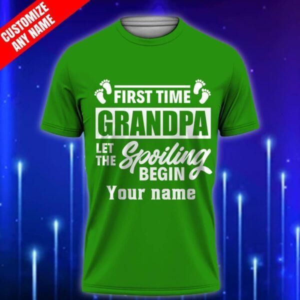 Custom_Grandpa_T-Shirt_2025_-_First_Time_Grandpa_Shirt_-_Let_the_Spoiling_Begin_Green