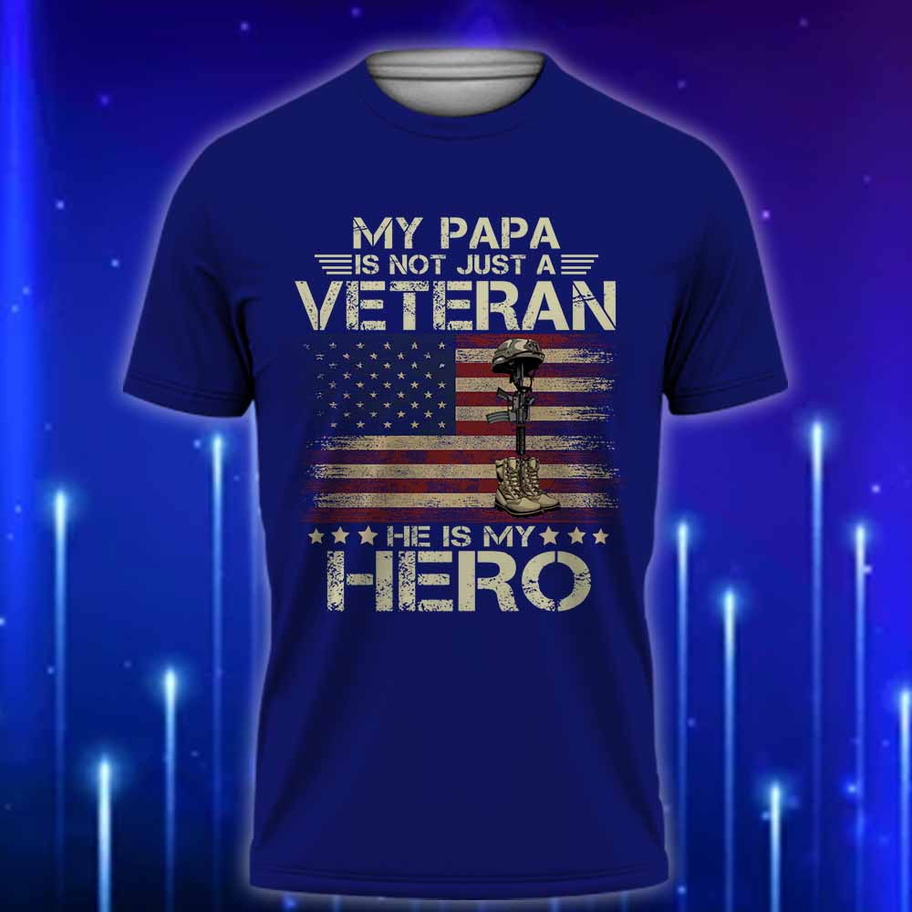 Papa_Veteran_T-Shirt_2025_-_My_Papa_Is_Not_Just_a_Veteran_HeE28099s_My_Hero_T-Shirt_Navy