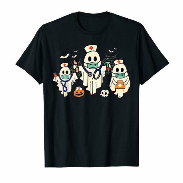 Halloween Nurse Nursing Funny Health Worker RN Ghost Nurse T-Shirt