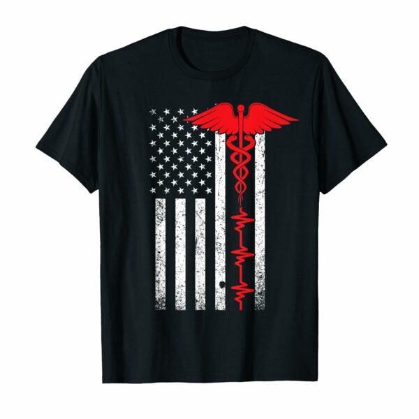 Thin Red Line USA Flag Nurse T-Shirt for Women Girls Kids Men