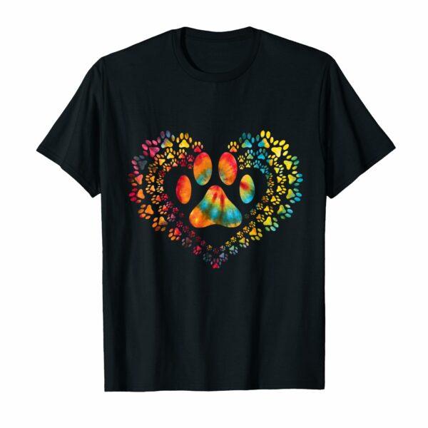 Tie Dye Love Dog Paw Print Heart Animal Lover T-Shirt for Men Women Girls Kids