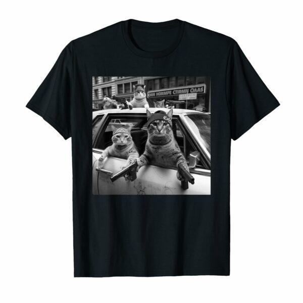 Funny Gangster Cats Street Design T-Shirt