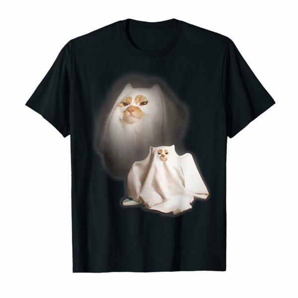 Ghost Cat Meme Funny Halloween Men Women T-Shirt