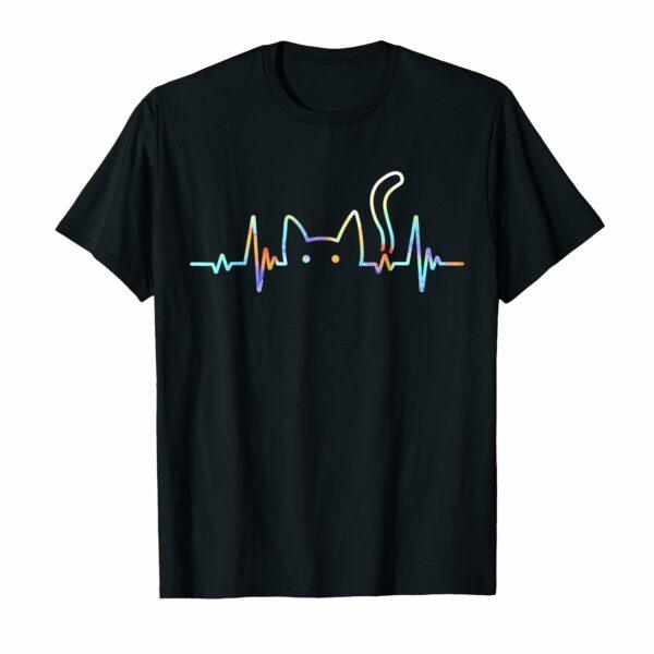 Heartbeat Cat Lover Animal Silhouette Cute Cat T-Shirt