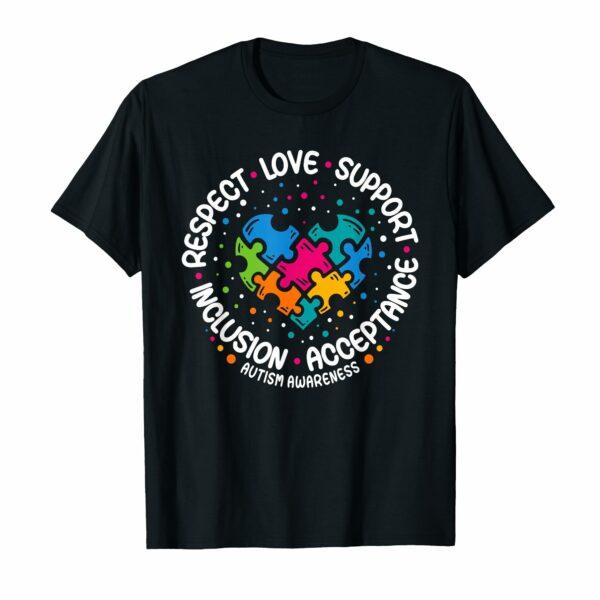 Autism Awareness Respect Love Support Blue Autism T-Shirt