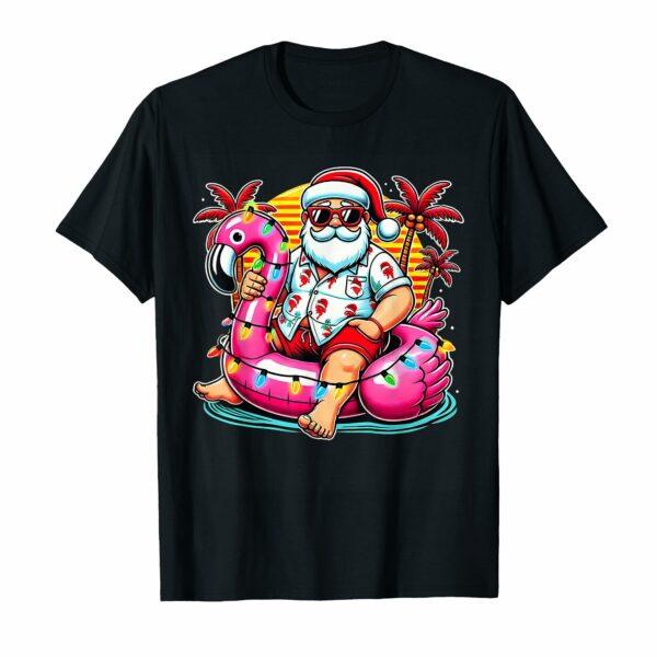 Christmas in July Shirt Santa Flamingo Float Summer Xmas T-Shirt