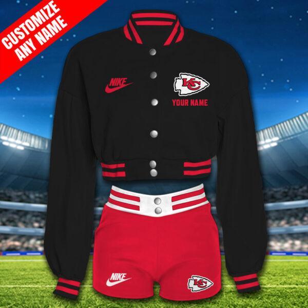 FYIDWCT Crop Baseball Jacket Short Set