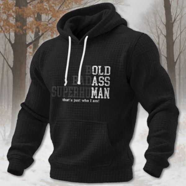 Funny Man Saying Gag Gift Birthday Husband Dad Fathers Day 2026 texture grid hoodie