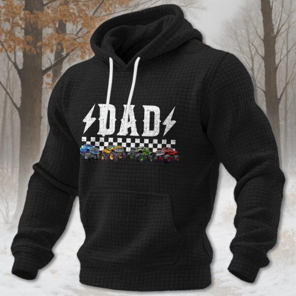 Dad Retro Monster Truck Family Crew Birthday Matching 2026 texture grid hoodie