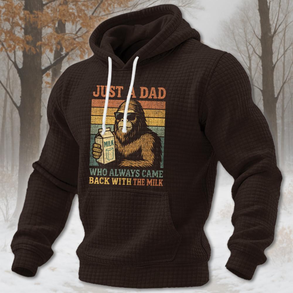 Bigfoot Papa, Just A Dad Who Always Came Back with The Milk 2026 texture grid hoodie - Image 3