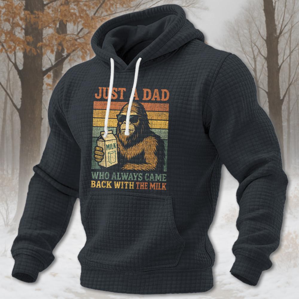 Bigfoot Papa, Just A Dad Who Always Came Back with The Milk 2026 texture grid hoodie - Image 4
