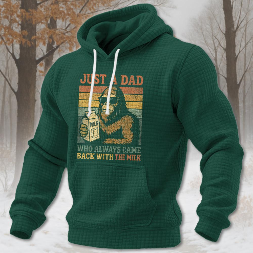 Bigfoot Papa, Just A Dad Who Always Came Back with The Milk 2026 texture grid hoodie - Image 5