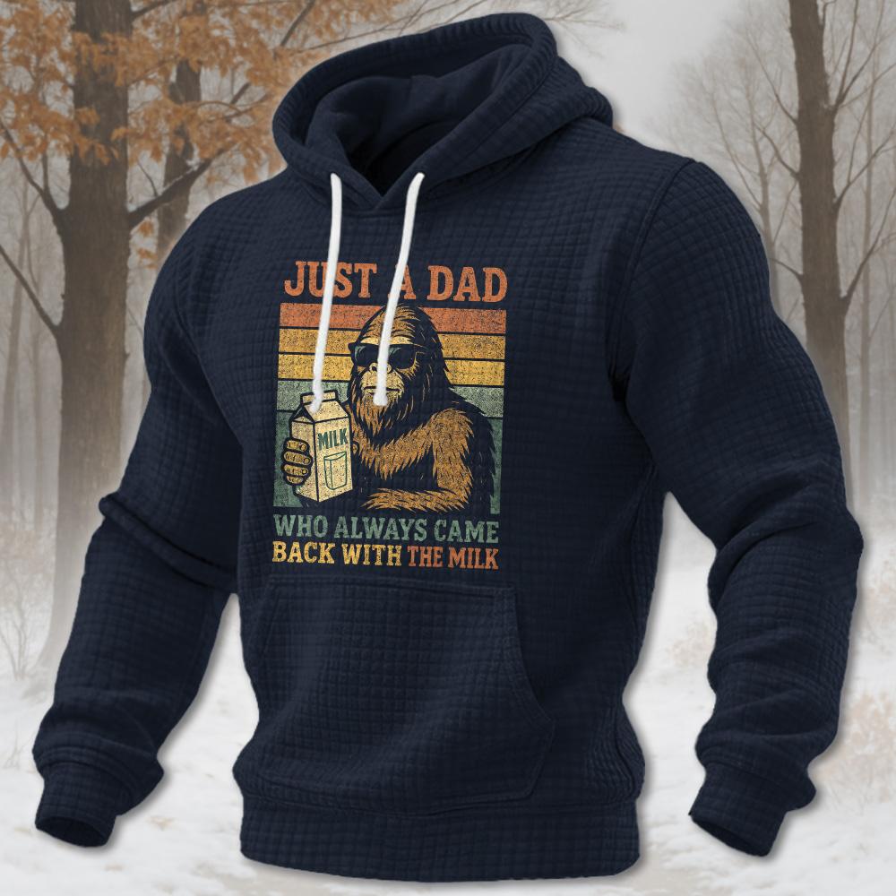 Bigfoot Papa, Just A Dad Who Always Came Back with The Milk 2026 texture grid hoodie - Image 6