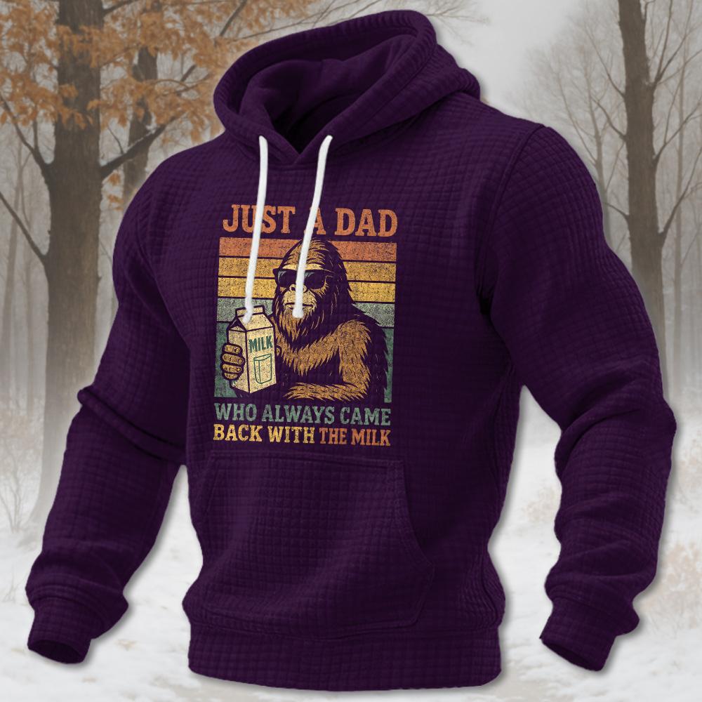 Bigfoot Papa, Just A Dad Who Always Came Back with The Milk 2026 texture grid hoodie - Image 7
