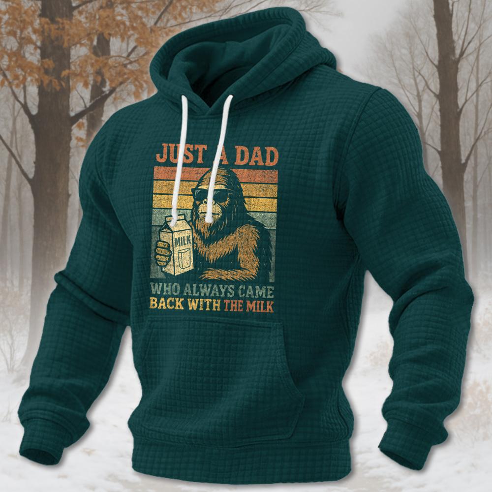 Bigfoot Papa, Just A Dad Who Always Came Back with The Milk 2026 texture grid hoodie - Image 8